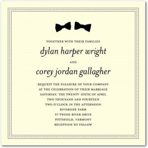 bow tie invite by wedding paper divas