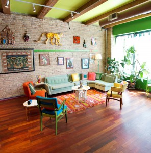 Couch group brick wall