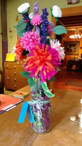 Bouquet of felt flowers from the staff