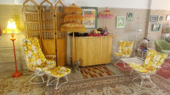 photo of a bamboo tiki set of furniture from Catalyst Ranch Event Rentals