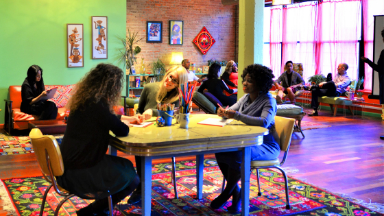 catalyst ranch's jitterbug room with an assortment of colleagues casually working in the large space