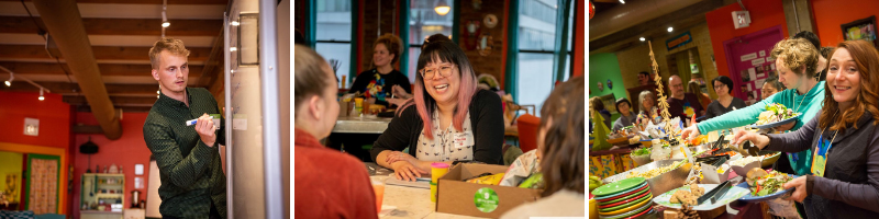 photos of folks happily involved at more effective meetings at Catalyst Ranch